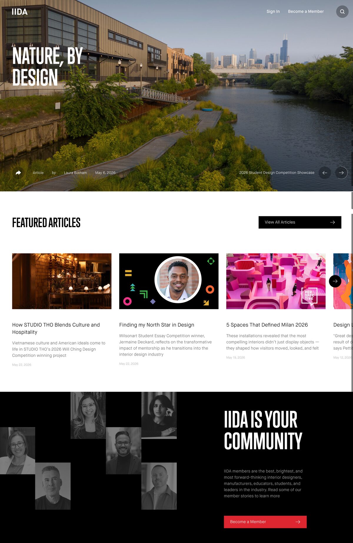 IIDA interior design association platform homepage screenshot